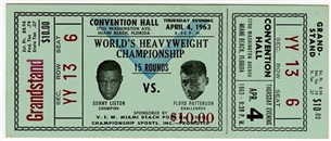 1963 Sonny Liston Vs. Floyd Patterson Original Boxing Ticket Stub